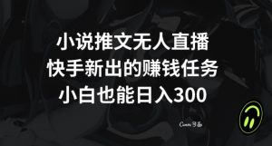 小说推文无人直播，快手新出的赚钱任务，小白也能日入300+【揭秘】-资源云