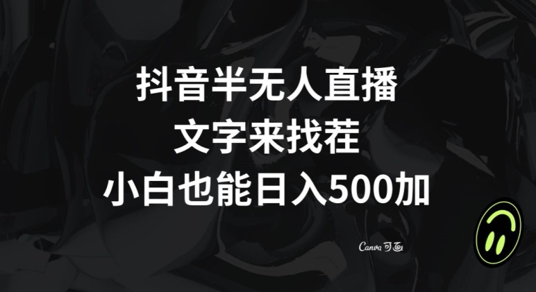 抖音半无人直播，文字来找茬小游戏，每天收益500+【揭秘】-资源云