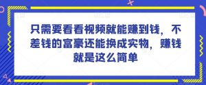谁做过这么简单的项目?只需要看看视频就能赚到钱,不差钱的富豪还能换成实物,赚钱就是这么简单!【揭秘】-资源云