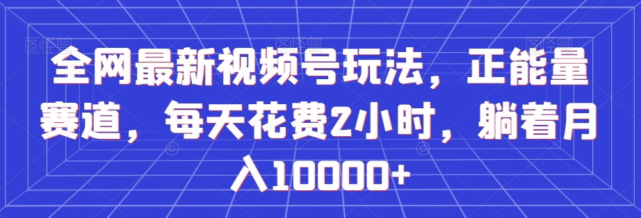 全网最新视频号玩法，正能量赛道，每天花费2小时，躺着月入10000+【揭秘】-资源云