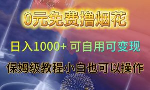 0元免费撸烟花日入1000+可自用可变现保姆级教程小白也可以操作【仅揭秘】-资源云