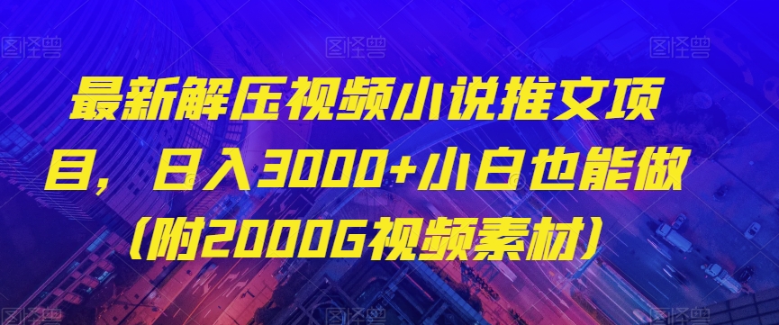 最新解压视频小说推文项目，日入3000+小白也能做（附2000G视频素材）【揭秘】-资源云