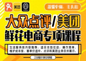大众点评/美团鲜花电商专项课程,操作简单、维护成本低、客单价适中,点评和美团业务合并展示-资源云