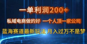 一单利润200私域电商做的好，一个人顶一家公司蓝海赛道最新玩法【揭秘】-资源云