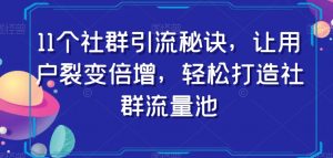 11个社群引流秘诀,让用户裂变倍增,轻松打造社群流量池-资源云