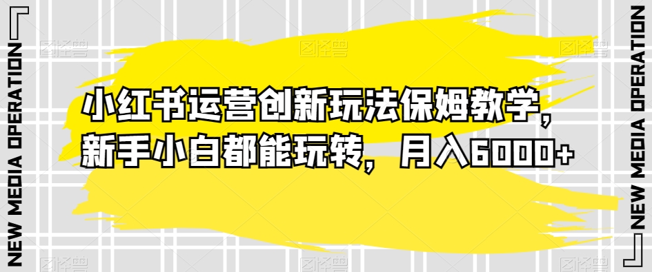 小红书运营创新玩法保姆教学，新手小白都能玩转，月入6000+【揭秘】-资源云