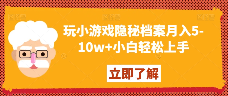 玩小游戏隐秘档案月入5-10w+小白轻松上手【揭秘】-资源云