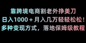 靠跨境电商割老外挣美刀,日入1000+月入几万轻轻松松!多种变现方式,落地保姆级教程【揭秘】-资源云
