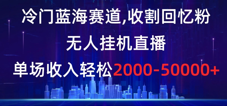 冷门蓝海赛道，收割回忆粉，无人挂机直播，单场收入轻松2000-5w+【揭秘】-资源云
