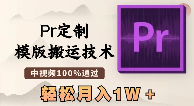 最新Pr定制模版搬运技术，中视频100%通过，几分钟一条视频，轻松月入1W＋【揭秘】-资源云