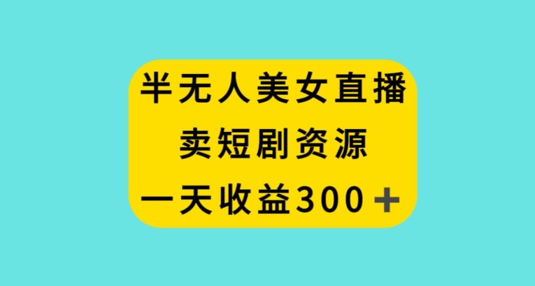 半无人美女直播，卖短剧资源，一天收益300+【揭秘】-资源云