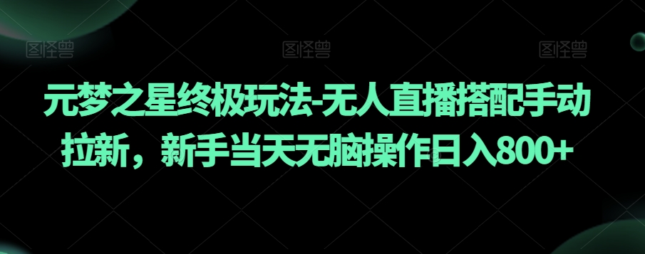元梦之星终极玩法-无人直播搭配手动拉新，新手当天无脑操作日入800+【揭秘】-资源云