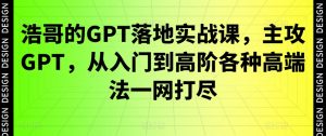 浩哥的GPT落地实战课,主攻GPT,从入门到高阶各种高端法一网打尽-资源云