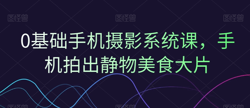 0基础手机摄影系统课，手机拍出静物美食大片-资源云