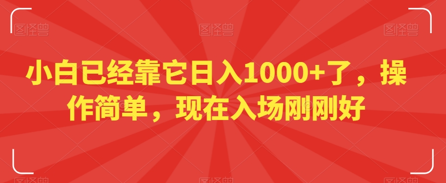 小白已经靠它日入1000+了，操作简单，现在入场刚刚好【揭秘】-资源云