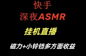 快手深夜ASMR挂机直播，磁力+小铃铛收益（附带工具和5G素材）【揭秘】-资源云