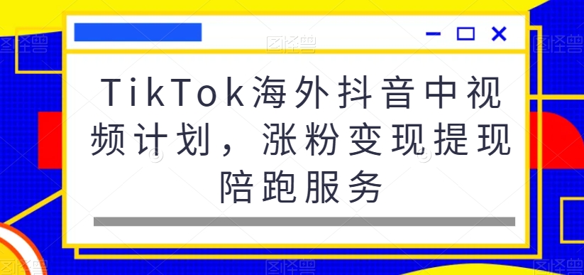 TikTok海外抖音中视频计划，涨粉变现提现陪跑服务-资源云
