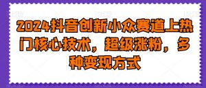 2024抖音创新小众赛道上热门核心技术,超级涨粉,多种变现方式【揭秘】-资源云