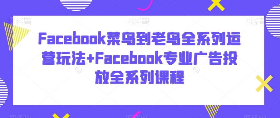 Facebook菜鸟到老鸟全系列运营玩法+Facebook专业广告投放全系列课程-资源云