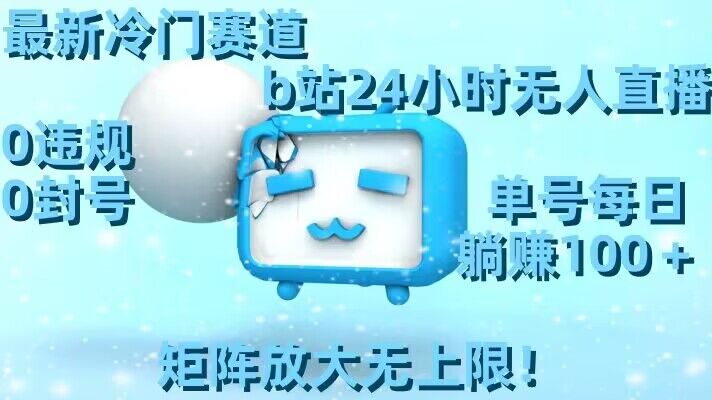 最新冷门赛道，b站24小时无人直播，0违规0封号，单号每日躺赚100＋，矩阵放大无上限【揭秘】-资源云