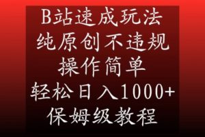 B站速成玩法,纯原创不违规,操作简单,轻松日入1000+,保姆级教程【揭秘】-资源云