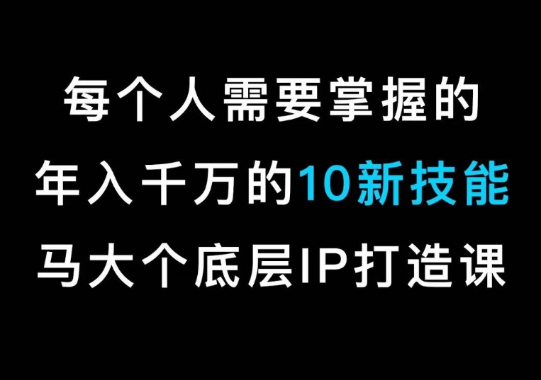 马大个的IP底层逻辑课，​每个人需要掌握的年入千万的10新技能，约会底层IP打造方法！-资源云