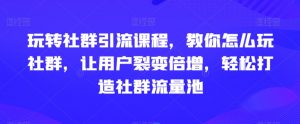 玩转社群引流课程，教你怎么玩社群，让用户裂变倍增，轻松打造社群流量池-资源云