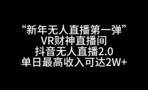 “新年无人直播第一弹“VR财神直播间,抖音无人直播2.0,单日最高收入可达2W+【揭秘】-资源云