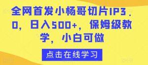 全网首发小杨哥切片IP3.0,日入500+,保姆级教学,小白可做【揭秘】-资源云