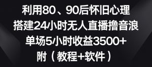 利用80、90后怀旧心理,搭建24小时无人直播撸音浪,单场5小时收益3500+(教程+软件)【揭秘】-资源云