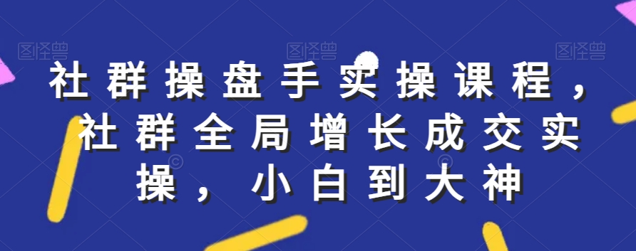 社群实操课程，社群全局增长成交实操，小白到大神-资源云
