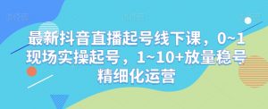 最新抖音直播起号线下课,0~1现场实操起号,1~10+放量稳号精细化运营-资源云