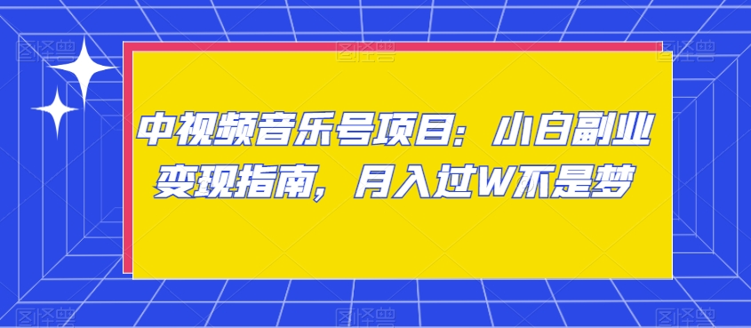 中视频音乐号项目：小白副业变现指南，月入过W不是梦【揭秘】-资源云