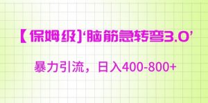 保姆级脑筋急转弯3.0,暴力引流,日入400-800+【揭秘】-资源云