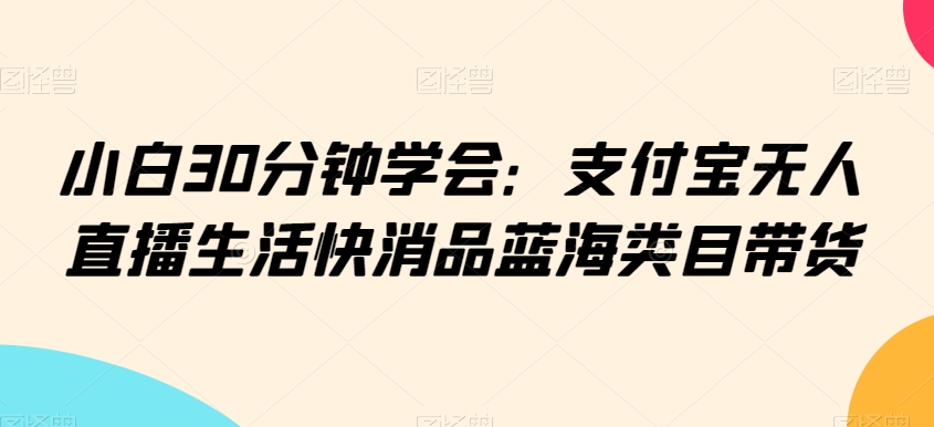 小白30分钟学会：支付宝无人直播生活快消品蓝海类目带货【揭秘】-资源云