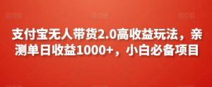 支付宝无人带货2.0高收益玩法,亲测单日收益1000+,小白必备项目【揭秘】-资源云