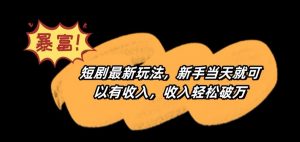 短剧最新玩法,新手当天就可以有收入,收入轻松破万【揭秘】-资源云