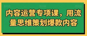 内容运营专项课，用流量思维策划爆款内容-资源云