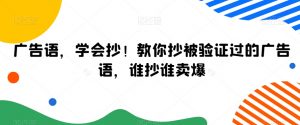 广告语,学会抄!教你抄被验证过的广告语,谁抄谁卖爆-资源云
