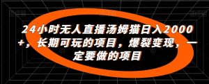 24小时无人直播汤姆猫日入2000+,长期可玩的项目,爆裂变现,一定要做的项目【揭秘】-资源云