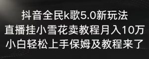 抖音全民k歌5.0新玩法，直播挂小雪花卖教程月入10万，小白轻松上手，保姆及教程来了【揭秘】-资源云