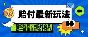超级维权2.0全新玩法，2024赔付全思路职业打假一部手机搞定【仅揭秘】-资源云