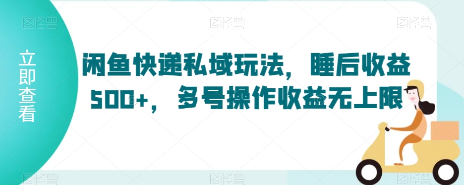 闲鱼快递私域玩法，睡后收益500+，多号操作收益无上限【揭秘】-资源云