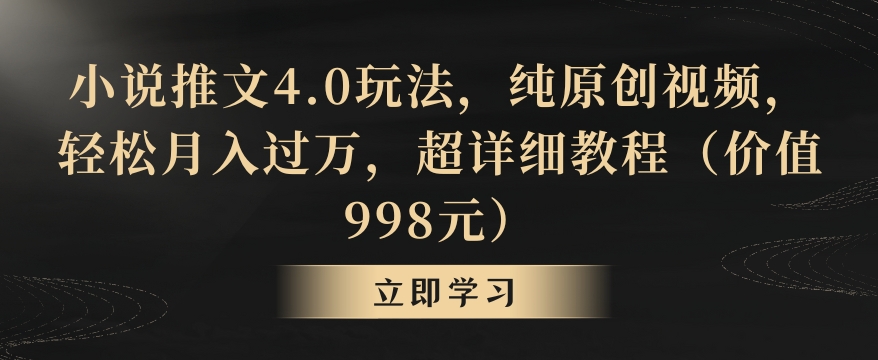 小说推文4.0玩法，纯原创视频，轻松月入过万，超详细教程（价值998元）【揭秘】-资源云