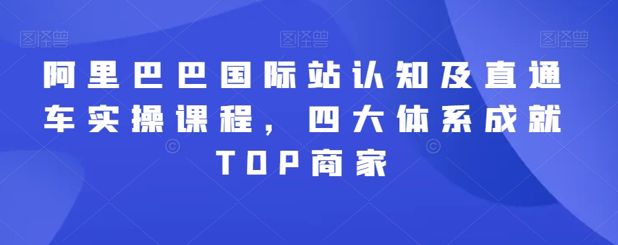 阿里巴巴国际站认知及直通车实操课程，四大体系成就TOP商家-资源云