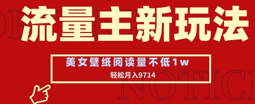 流量主新玩法，美女壁纸和头像，阅读量不低于1w，月入9741【揭秘】-资源云
