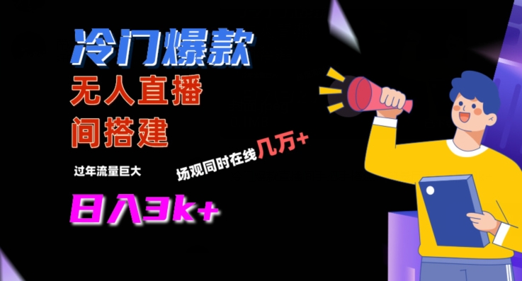 冷门爆款直播间手把手搭建，流量巨大，日入3k+【揭秘】-资源云