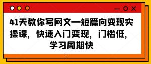 41天教你写网文—短篇向变现实操课,快速入门变现,门槛低,学习周期快-资源云