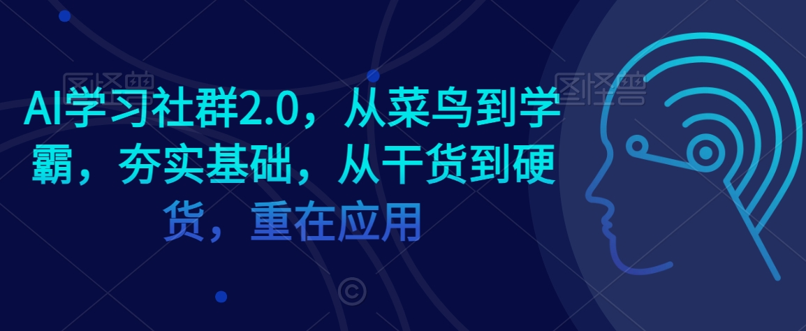 AI学习社群2.0，从菜鸟到学霸，夯实基础，从干货到硬货，重在应用-资源云