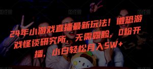 24年小游戏直播最新玩法！微恐游戏怪谈研究所，无需露脸，0粉开播，小白轻松月入5W+【揭秘】-资源云